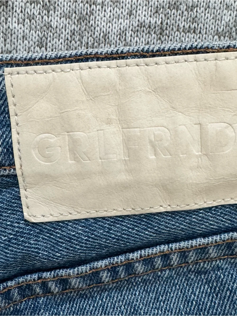 GRLFRND Raw-Hem Distressed Blue Denim Shorts